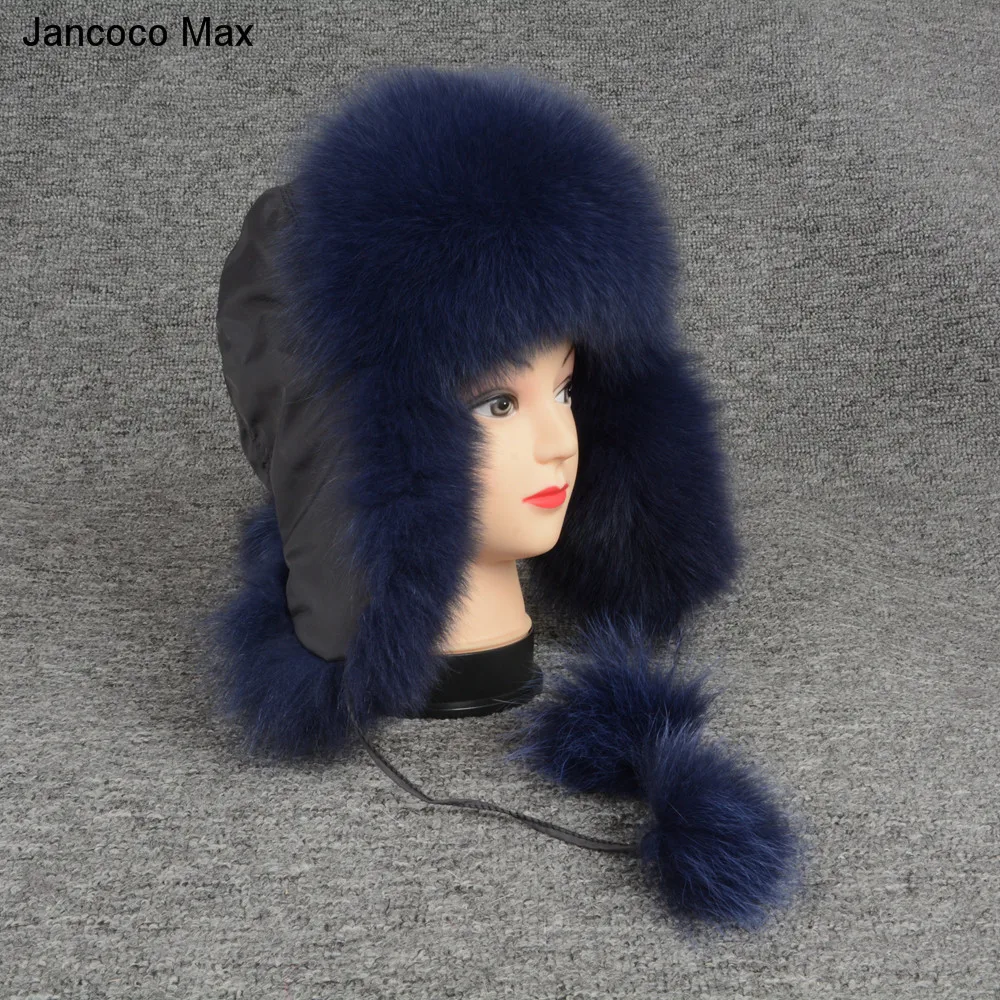 Jancoco Max, шапки-бомберы из натурального Лисьего меха, зимние толстые теплые шапки, Женские ушанки, Непродуваемые шапки S7147