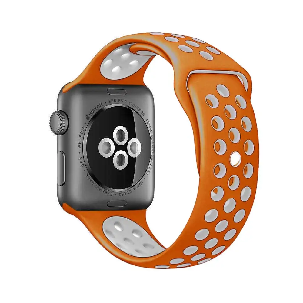 Новый гибкий дышащий Силикон Спортивный ремешок для apple watch Series 1 &amp 2 3 и 4 42 мм 38 Nike +