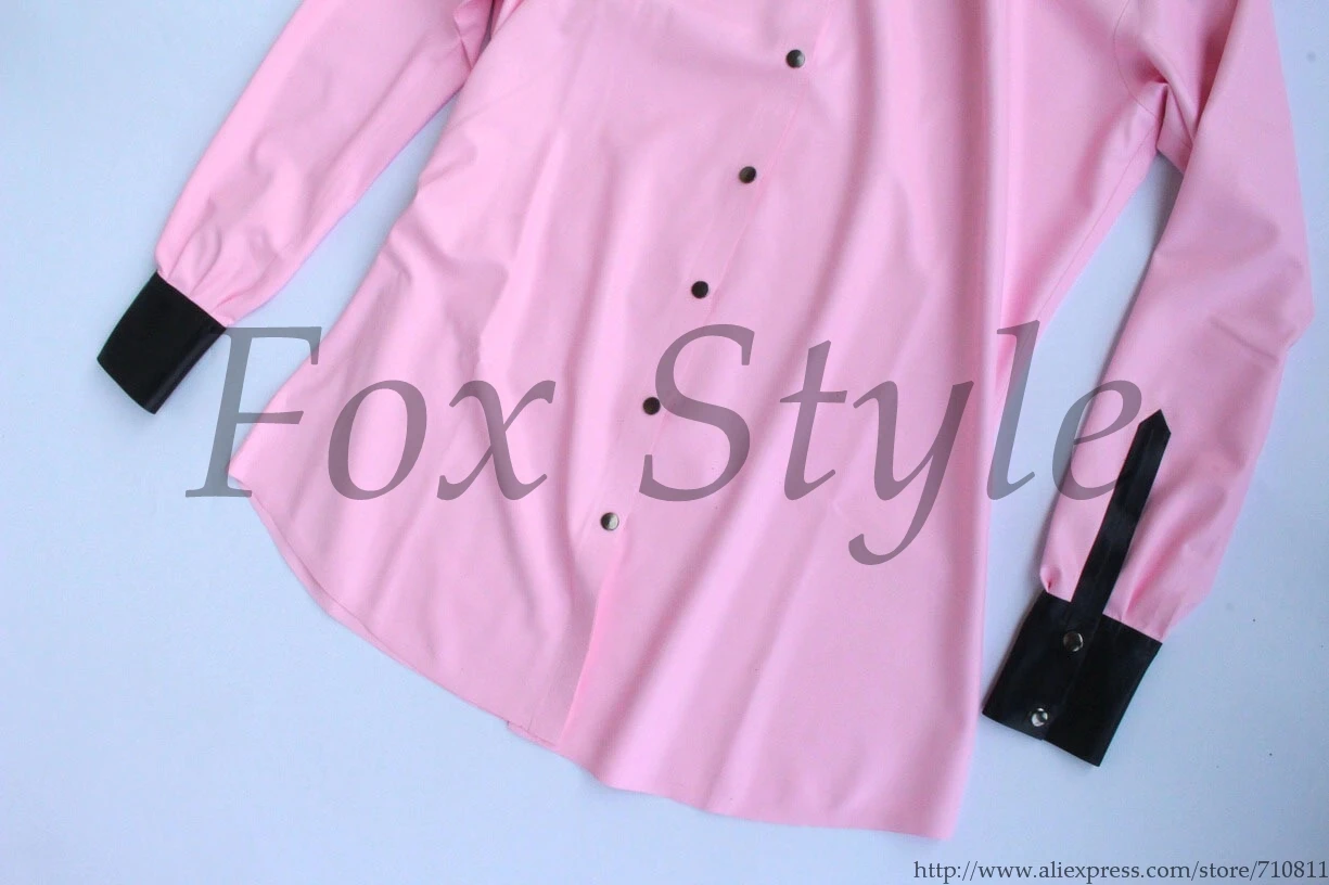 Латексная блузка розового цвета с черной отделкой|latex blouse|blouse blousepink blouse |