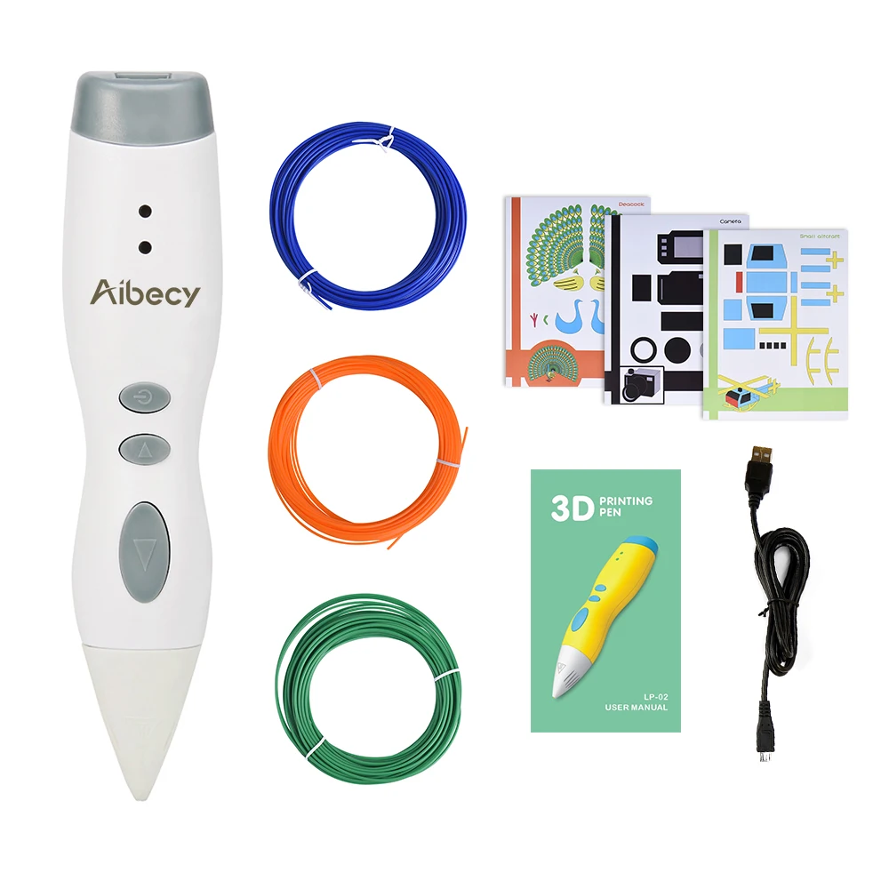 Aibecy нить из ПКЛ 3D Ручка низкотемпературная 3D печать Ручка безопасная для детей с перезаряжаемая аккумуляторная батарея для детей рисунок DIY подарок - Цвет: White
