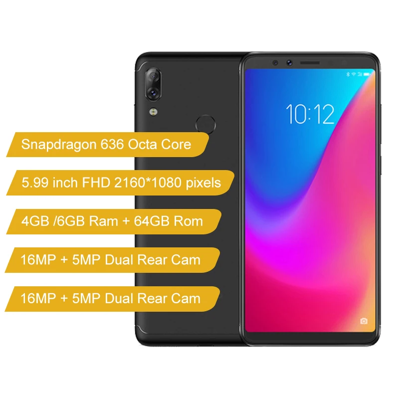 Глобальный Встроенная память lenovo K5 Pro 4 GB 64 GB ZUI 4 аппарат не привязан к оператору сотовой связи 5,9" дюймовый мобильный телефон Snapdragon Восьмиядерный 16MP двойной спереди и длинное сзади Камера