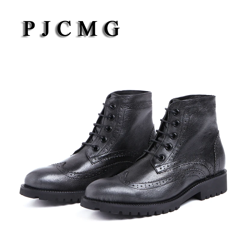 PJCMG/Новое поступление; удобные высококачественные мужские полуботинки ручной работы на шнуровке с острым носком на плоской подошве из натуральной кожи
