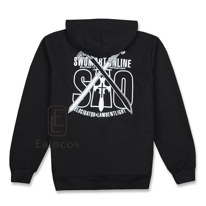 Костюм киригая из аниме Искусство меча онлайн тонкая черная кофта с капюшоном