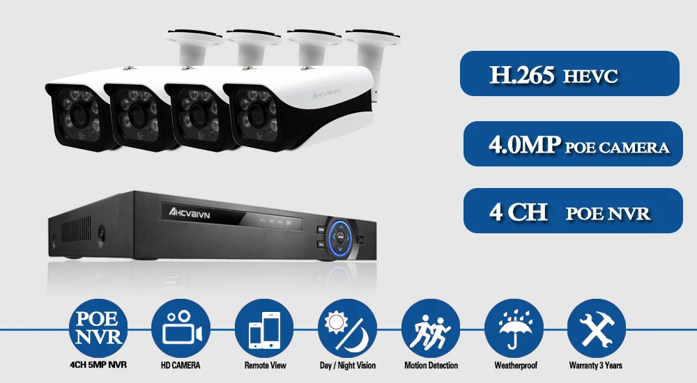 H.265 4CH POE NVR комплект 4MP CCTV Камера Системы 4X5 Мп 4 Открытый Vaterproof IP66 безопасности IP Камера видео набор для наблюдения