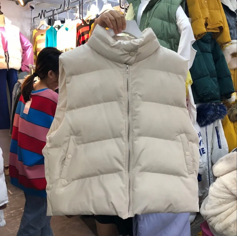 4 Новая модная куртка Жилеты женские парки Bodywarmer женский толстый жилет пальто теплый короткий мандарин воротник жилет фугу жилет дамы - Цвет: 4