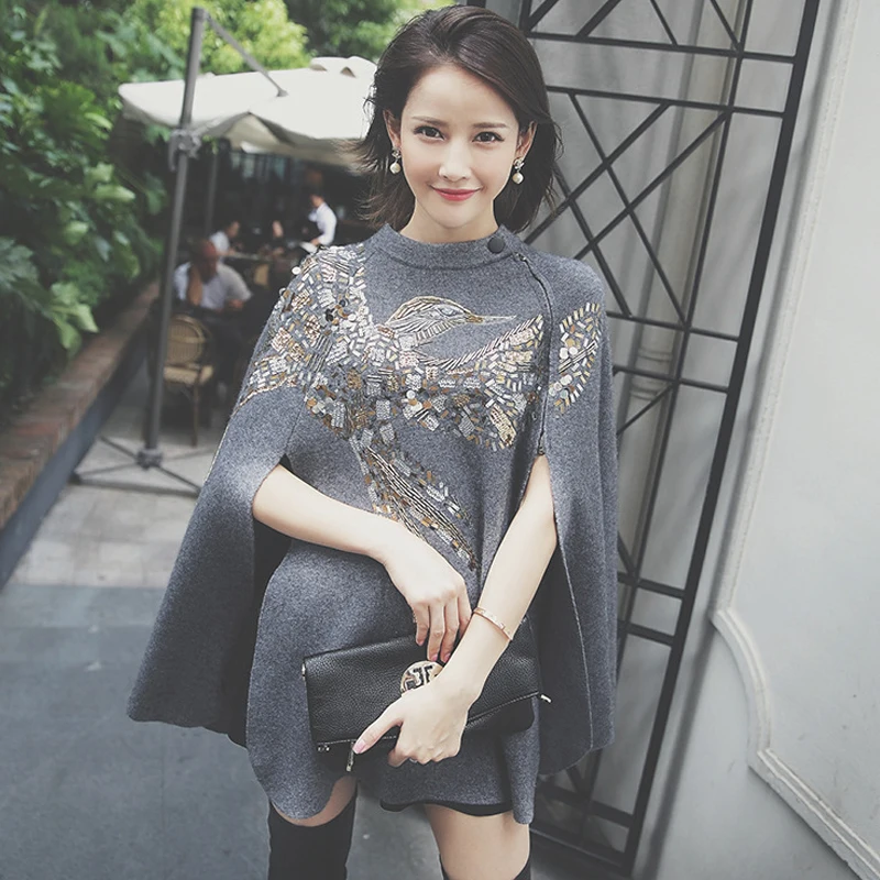 Women Jacket Sale Autumn Winter High Quality 2017 New Runway Coat Women's Stand Collar Luxury Beading Sequin Elegant Knitting | Женская