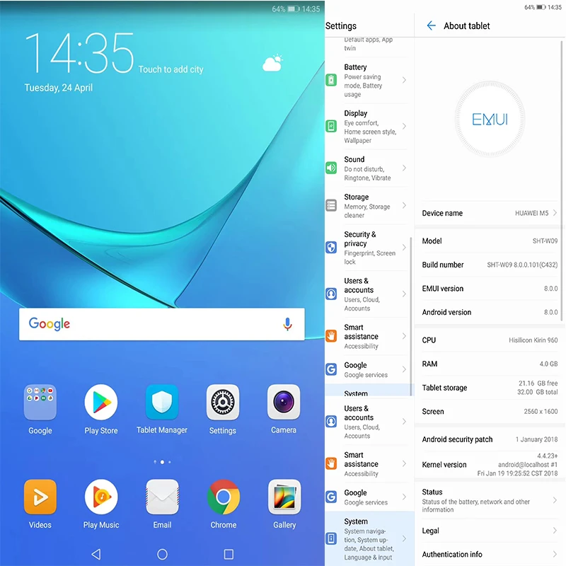HUAWEI Mediapad M5 смартфон с 8 4 дюймовым дисплеем восьмиядерным процессором Kirin 960 ОЗУ Гб