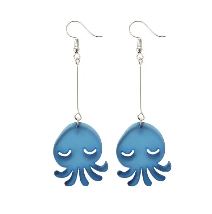 Fashion Acrylic Cute Blue Whale Octopus Drop Earrings Creative Lovely Marine Animals Sweet Jewelry Gift for Woman Girl | Украшения и