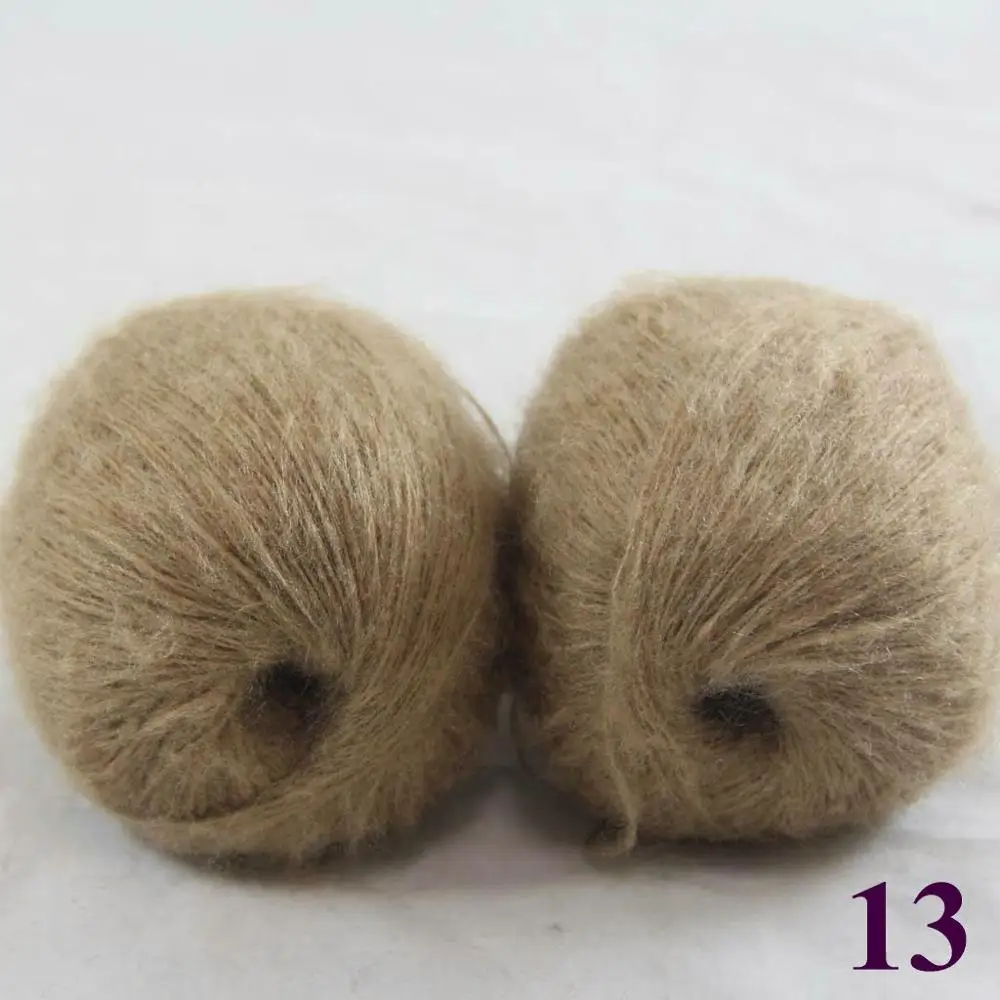 Khaki 13 Партия из 2 шариков х 50 г кружево МОХЕР Кашемир Шелк Ручная Пряжа Вязание 290-B - Цвет: Khaki 13