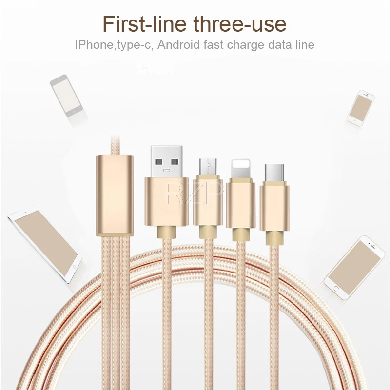 RZP 2A 1,2 m быстрый type-C Micro usb кабель для зарядки для iPhone type-C V8 samsung Android USB кабель для зарядки Micro данных Шнур для зарядного устройства