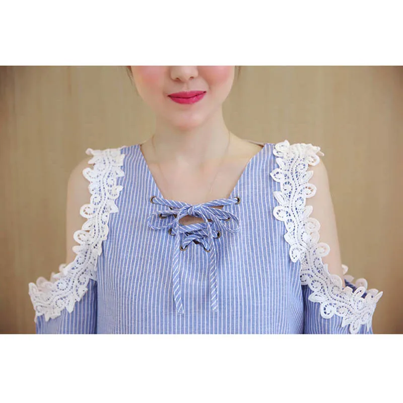 Кружевное лоскутное платье на шнуровке женское с v-образным вырезом и открытыми