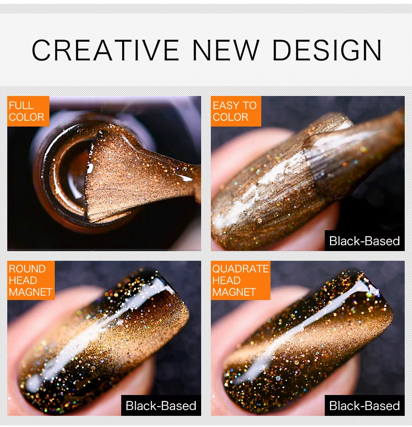 Rolabling Starry Cat Eye Nail Gel Polish Shining Color Soak Off UV 6ML Long Lasting 3D Magnet Cat Eye Nail Art Lacquer Gel