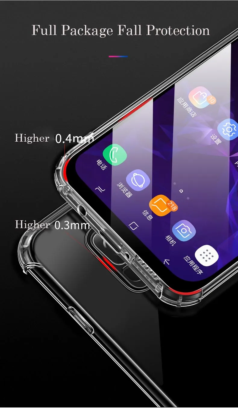 Противоударный прозрачный TPU силиконовый блестящий чехол для samsung Galaxy S10 M10 M20 M30 A20 A30 A40 A50 A70 J4 J6 J8 A6 A8 Plus Note 8 9 A9 A7 крышка