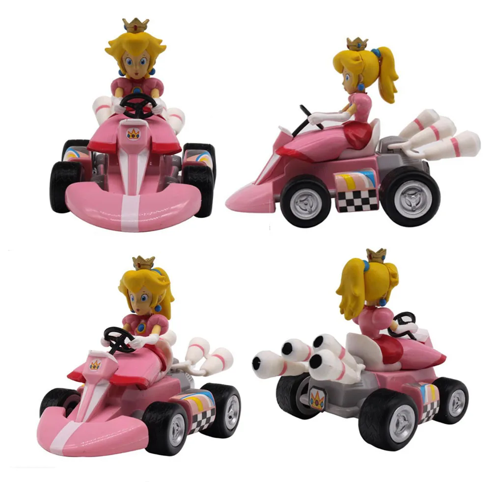 Super Mario Bros Figures Toy Pull Back Car Motorcycl 6 шт./компл. новые милые 2 3 &quotМини картинг е ПВХ