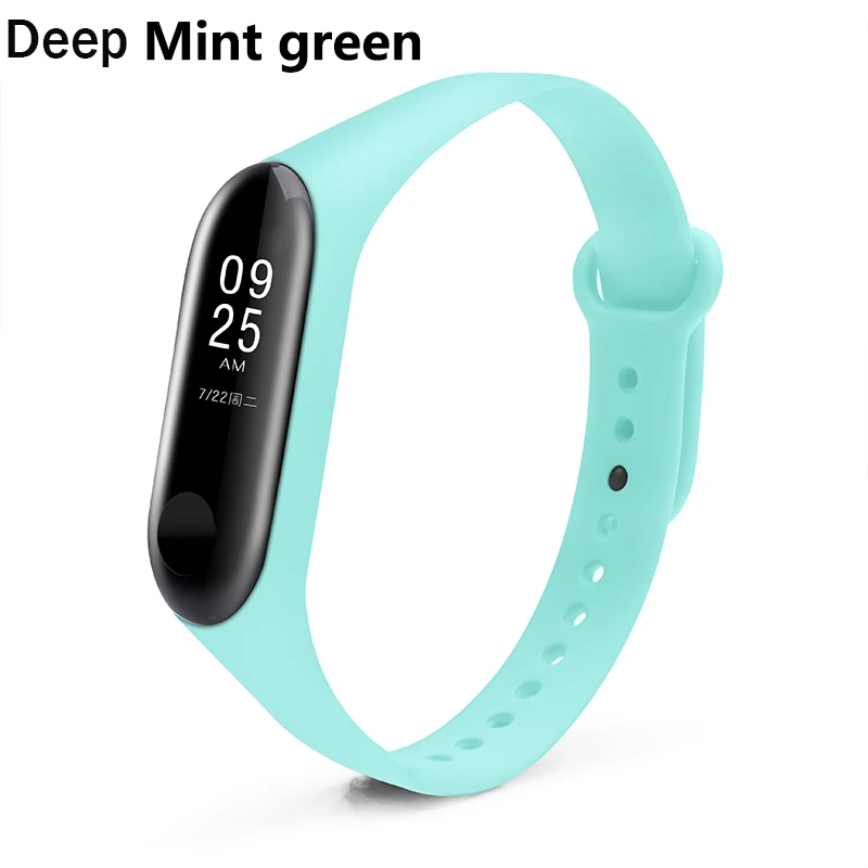 Deep Mint Green BOORUI mi Band 3 ремешок mi band 4 ремешка силиконовый чистый цветной mi band 3 4 аксессуары для xiaomi mi band 3 4 смарт-браслеты - Цвет: Deep Mint Green