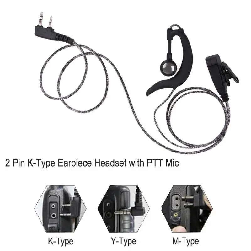 2 Pin K Тип наушник гарнитура с PTT MIC наушники walkie talkie наушники для Kenwood BAOFENG Радио высокое качество
