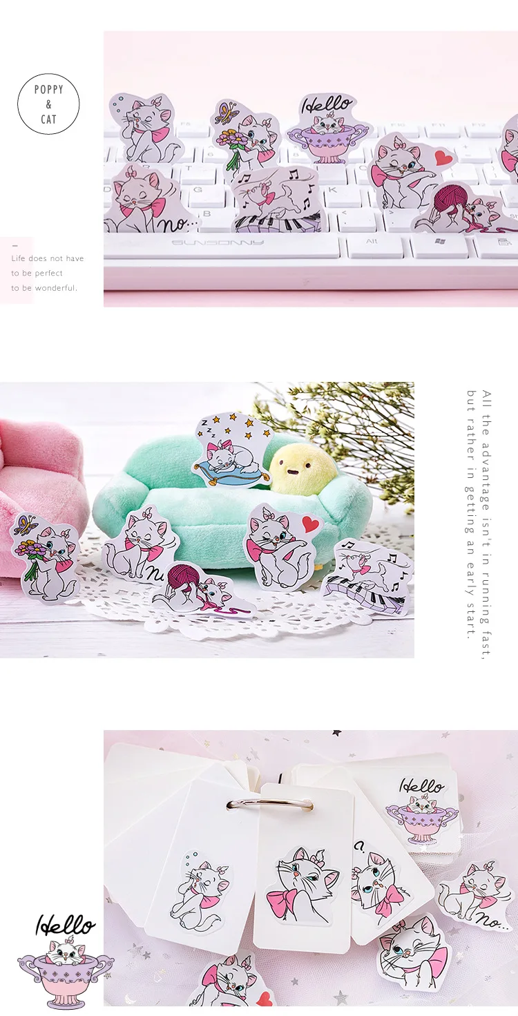 Kawaii Cat коллекция бумаги маленький дневник мини японский милый коробка наклейки Набор Скрапбукинг милые хлопья журнал канцелярские принадлежности