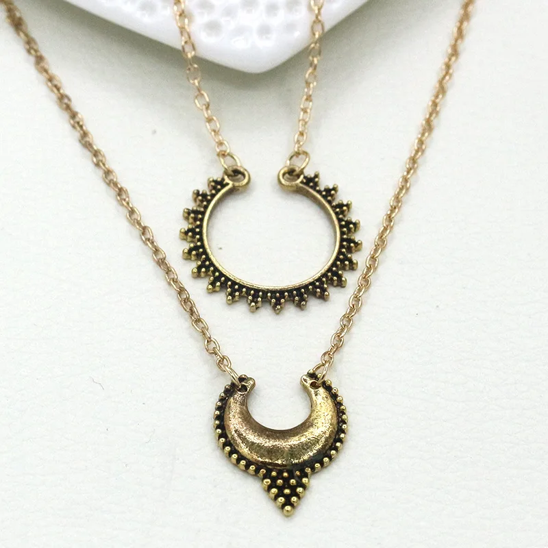 Двойное женское ожерелье длинная цепь с золотым и серебряным покрытием - Фото №1