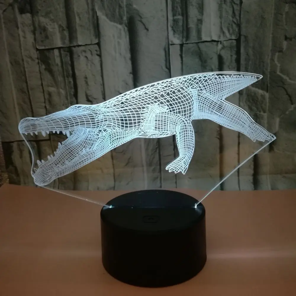 

New Crocodile 3d Light Colorful Touch Remote Visual Gifts Led Night Light Novelty Luminaria Led Luminaria De Mesa Kids Lamp