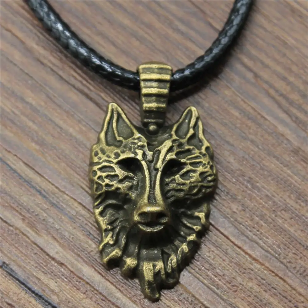 Новая модная кожаная цепочка 32x17 мм подвеска в виде волчьей головы ожерелье для