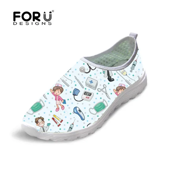 FORUDESIGNS/Лидер продаж; милый узор с изображением сиделки из мультфильма; Летняя женская обувь на плоской подошве; дышащие женские кроссовки из сетчатого материала; светильник; Вес; Zapatos - Цвет: H5806AA