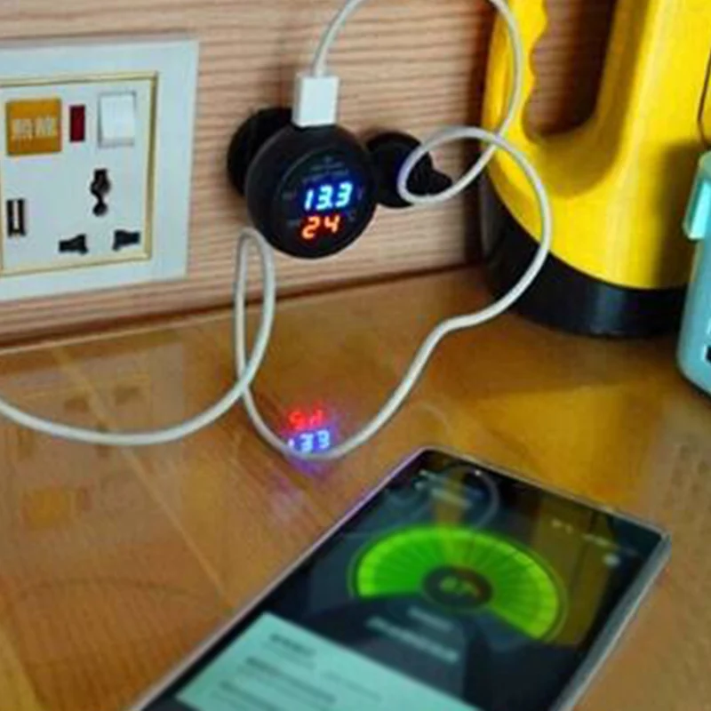 VST 3 в 1 светодиодный цифровой автомобильный датчик температуры и напряжения