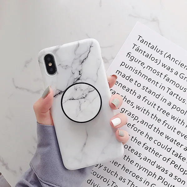 a(With Kickstand) Классический Мраморный чехол-подставка для телефона для iPhone 11 Pro Max XR XS 7 8 чехол для samsung A50 A70 S8 S9 мягкая задняя крышка для телефона IMD - Цвет: a(With Kickstand)