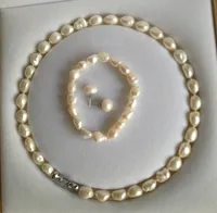 Eternal wedding Women Gift word 925 Sterling  real natural big pearl Buy special 18" necklace earings 7.5" bracelet sets