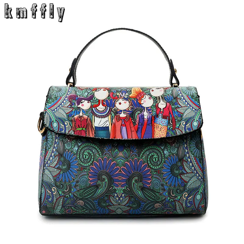 KMFFLY Дизайнер Люксовый Бренд PU Кожаные Bolsas Femininas Женщины Сумка Дамы Зеленый Характер Сумочка Сумки Женщины Сумка - Цвет: National wind green