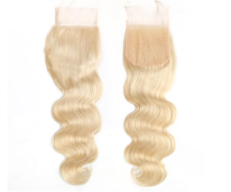 Ali queen hair Products Бразильская волна тела 613 или 1b613 девственные волосы Кружева Закрытие 4x4 часть человеческих волос
