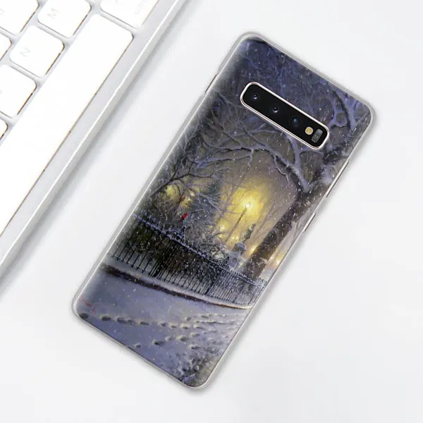 011 Пейзаж Зима светильник снег чехол для телефона для samsung Galaxy S10e S10 плюс S7 S8 S9 Plus Note 8 9 M10 M20 M30 жесткий чехол Coque - Цвет: 011