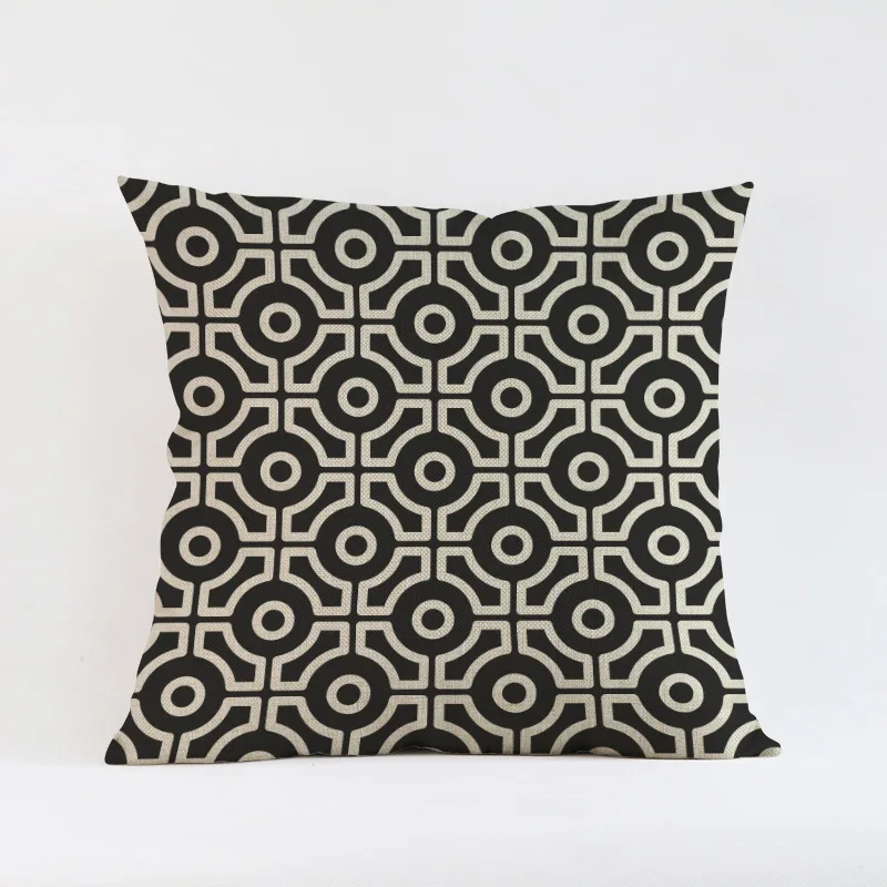 Черная Геометрическая полосатая Подушка с бриллиантами синяя круглая решетка