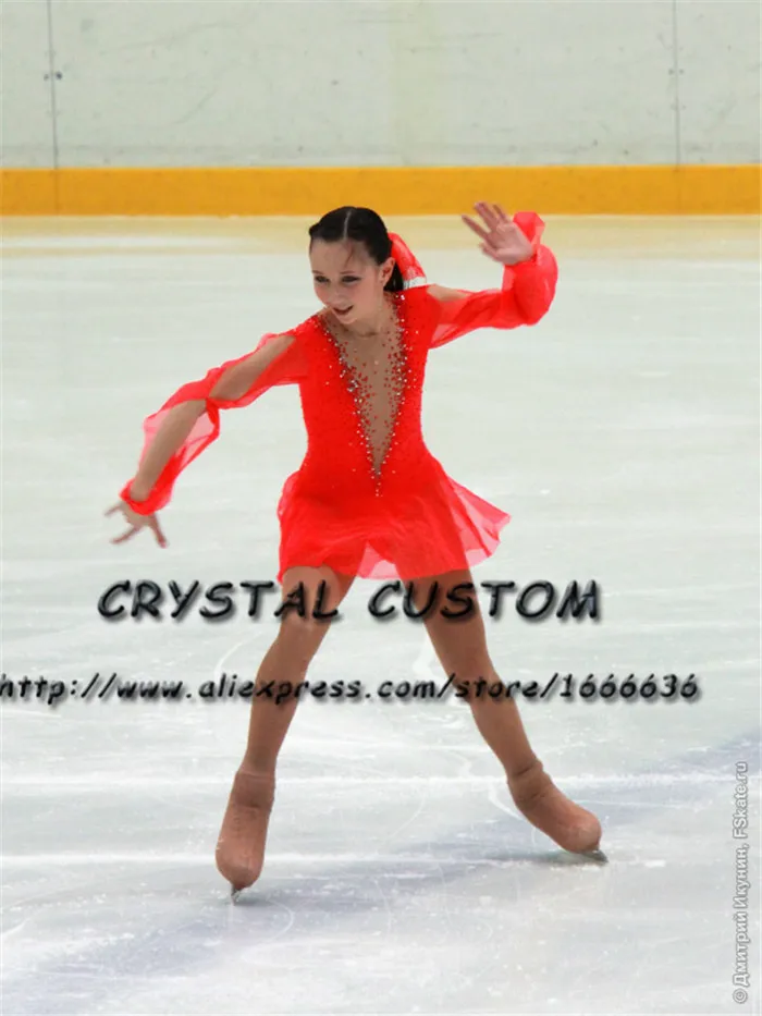 

Crystal Custom Figure Skating Dresses For Girls Graceful New Brand Ice Skating Dresses For Competition DR4312