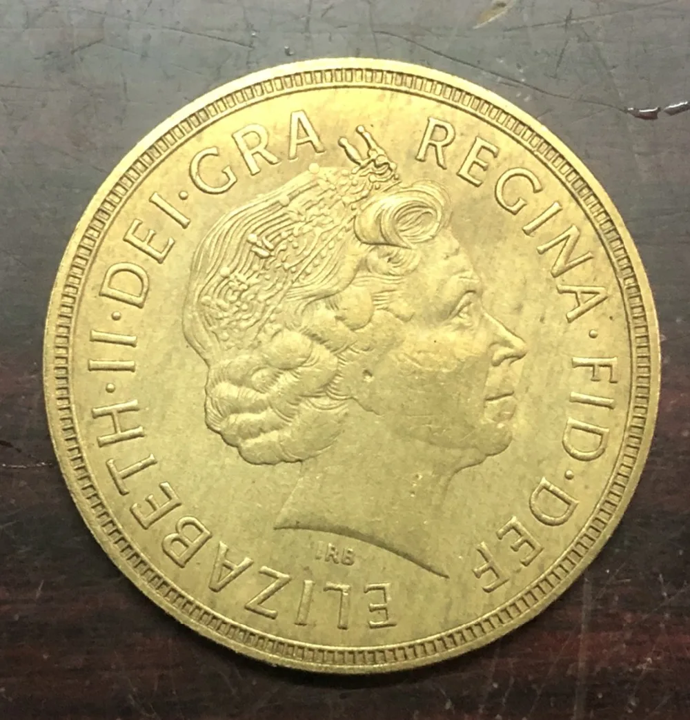 2005 Великобритания 5 фунтов-Elizabeth II(4th portrait; Sovereign series) Gold Имитация монеты