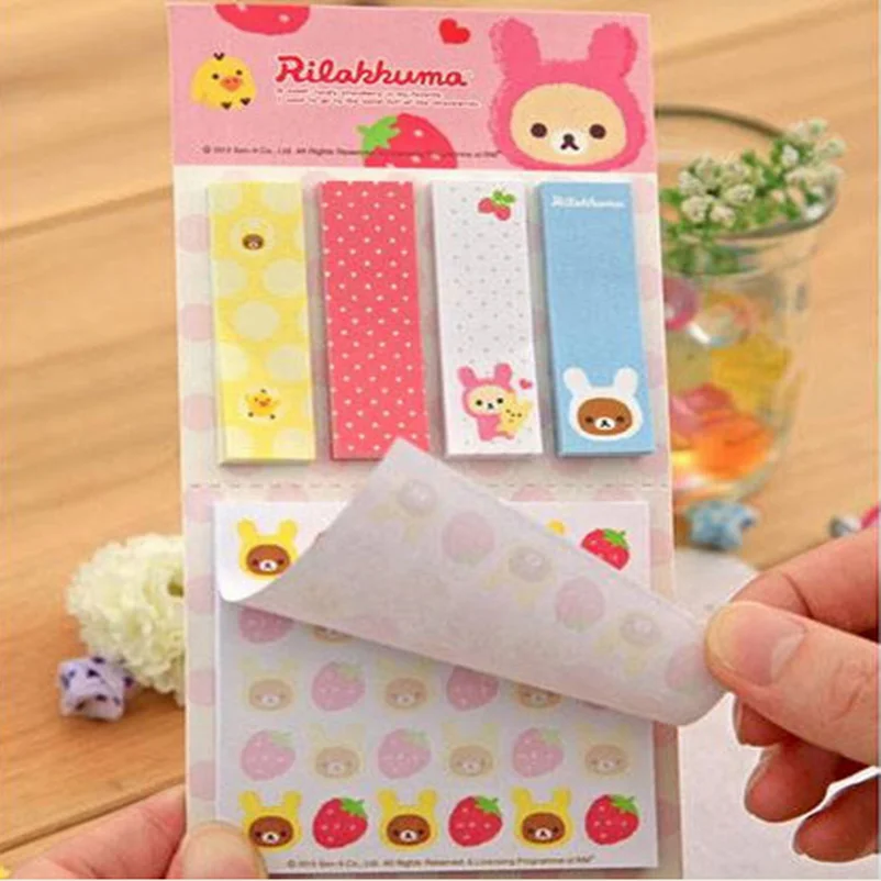 300 pcrilakkuma Милые Носки с рисунком медведя из мультика клейкие стикеры для заметок его Блокнот школьные принадлежности для ежедневника бумажные закладки корейские канцелярские принадлежности
