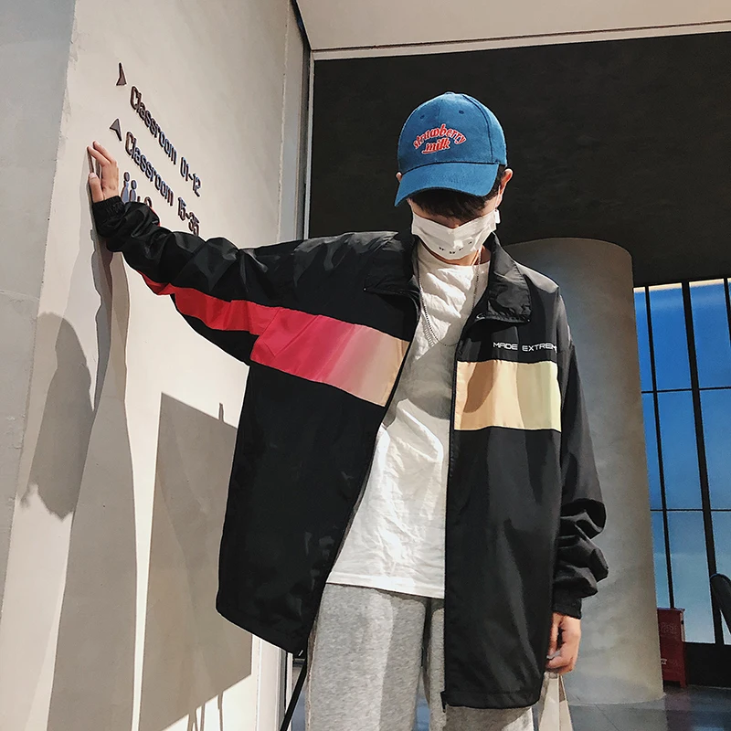 

2018 Japan Style Men Letter Printing Loose Coats Youth Pop Windbreaker High Quality Casual Streetwear Brand Bomber Jacket M-2XL