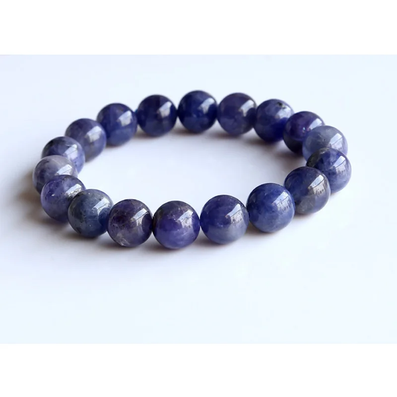 

Free shipping Discount Wholesale Natural Genuine Blue Tanzanite Finished Stretch Men's Bracelets Round beads 11mm