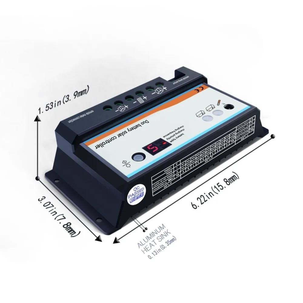 EPever PWM DB 20A Двойной аккумулятор контроллер заряда солнечной батареи 12 в 24 В