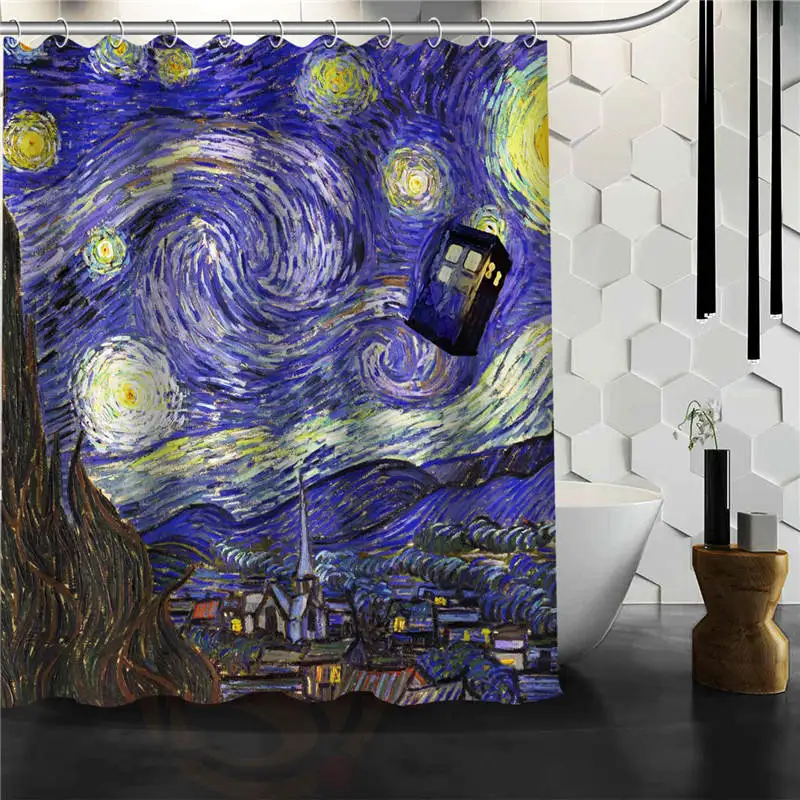 Custom doctor who Police box занавеска для душа ванна Новинка водонепроницаемая ткань из полиэстера крючки для штор - Цвет: Многоцветный