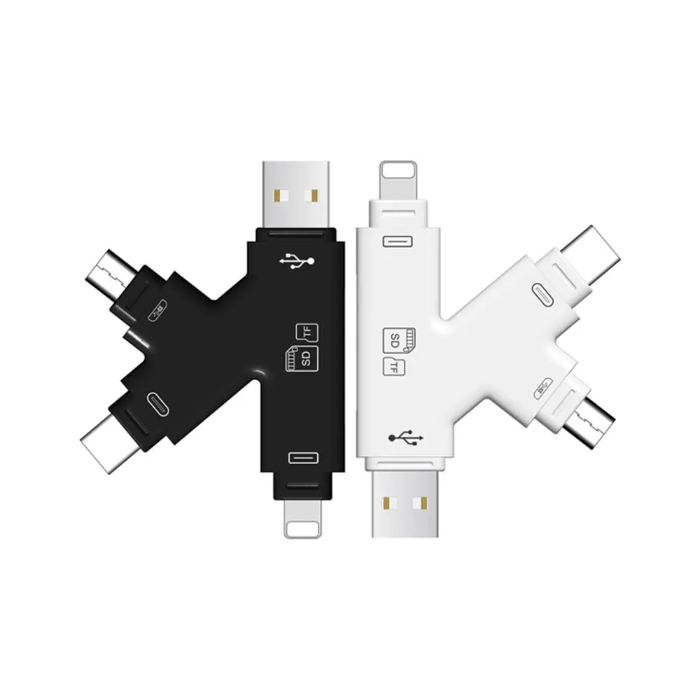 Кардридер Leadzoe 4 в 1 Type C/Lightning/Micro USB/USB кардридер SD/TF для iPhone iPad/Andriod/PC OTG ридер |