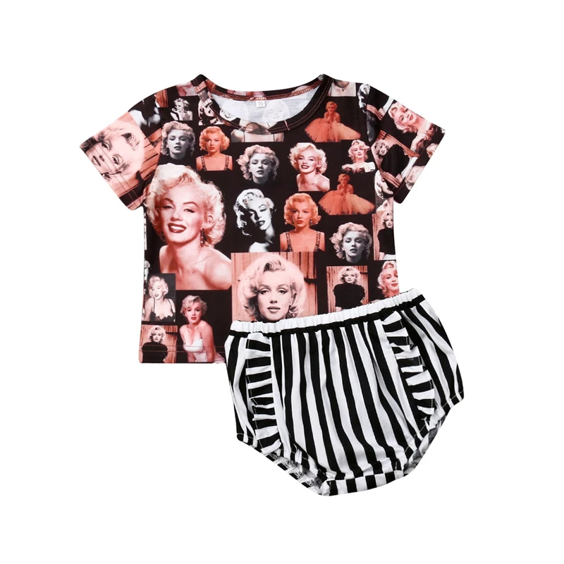 Милая Одежда для младенцев комплект летней одежды из 2 предметов боди с короткими