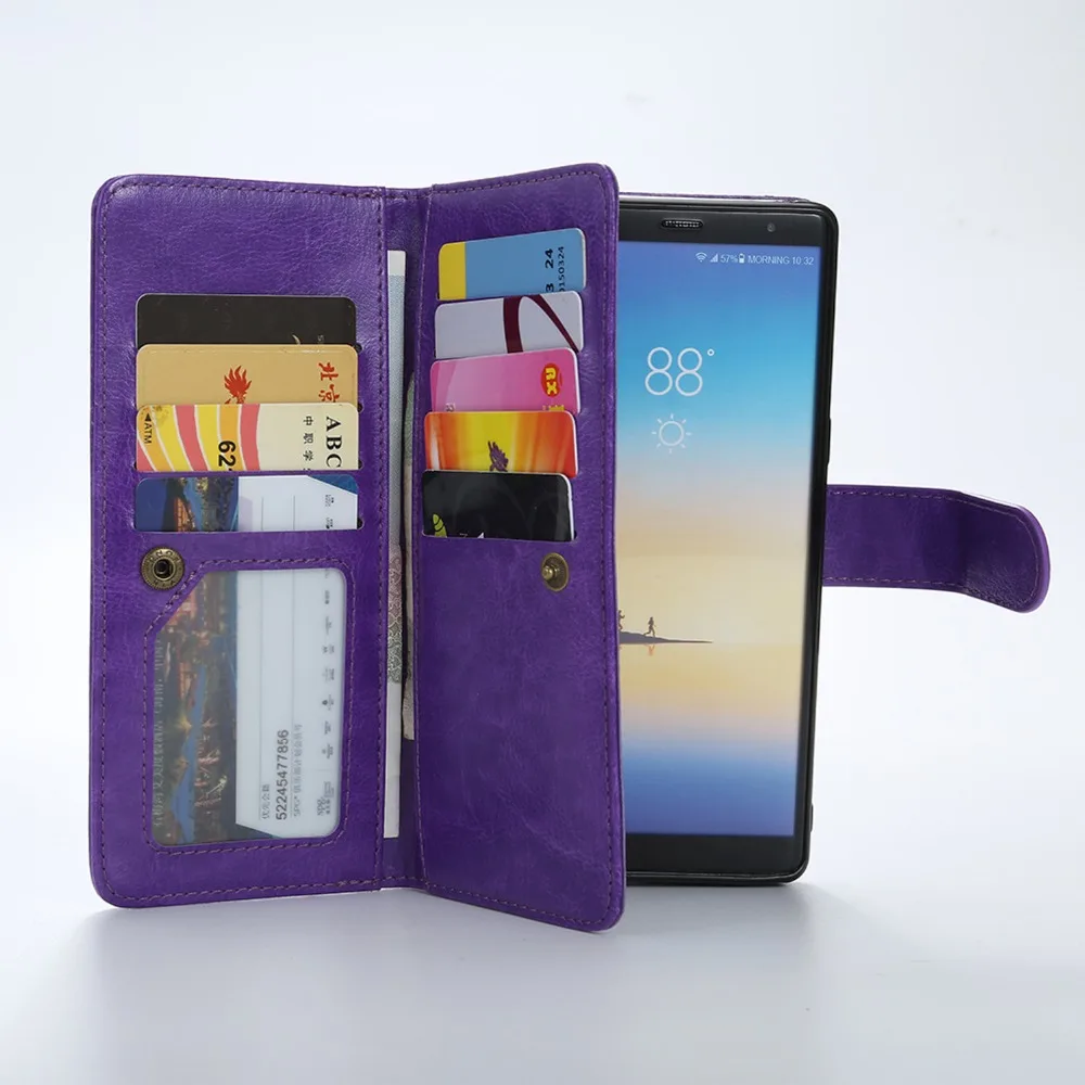 2 в 1 кожаный чехол-бумажник для samsung S9 S8 S7 S6 Edge PLUS Note 8 9 4 5 панель телефона адсорбционный кронштейн слот фоторамки флип