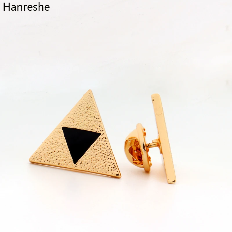 HANRESHE Legend of Zelda Triforce булавки Triforce треугольник черная эмаль игра косплей ювелирные изделия подарок на Хэллоуин для женщин/мужчин