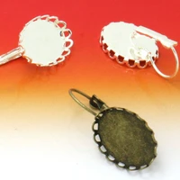 10pcs 1825mm1318mm silver platedantique bronzed fishhook hook earring blank lace tray for glass cabochonsbezels