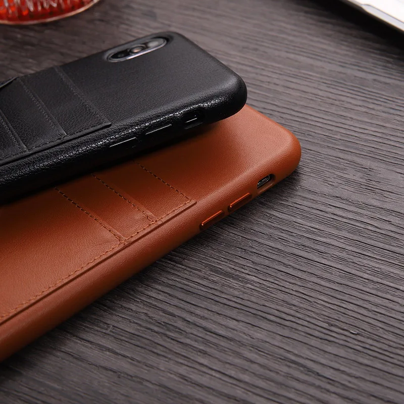Алюминиевый металлический чехол из натуральной кожи для Apple iPhone XS X XS MAX, роскошный держатель для карт со слотом, чехол