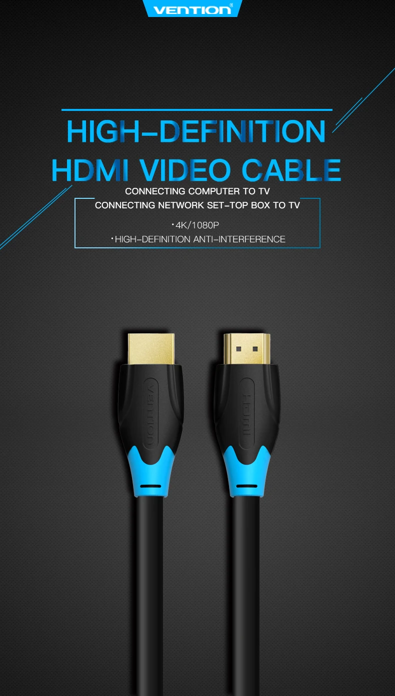 Кабель Vention HDMI 2,0 3D 2160P кабель HDMI 1 м 2 м 3 м 10 м 15 м с Ethernet HDMI адаптер для HDTV ЖК-проектора HDMI 4 к кабель горячий