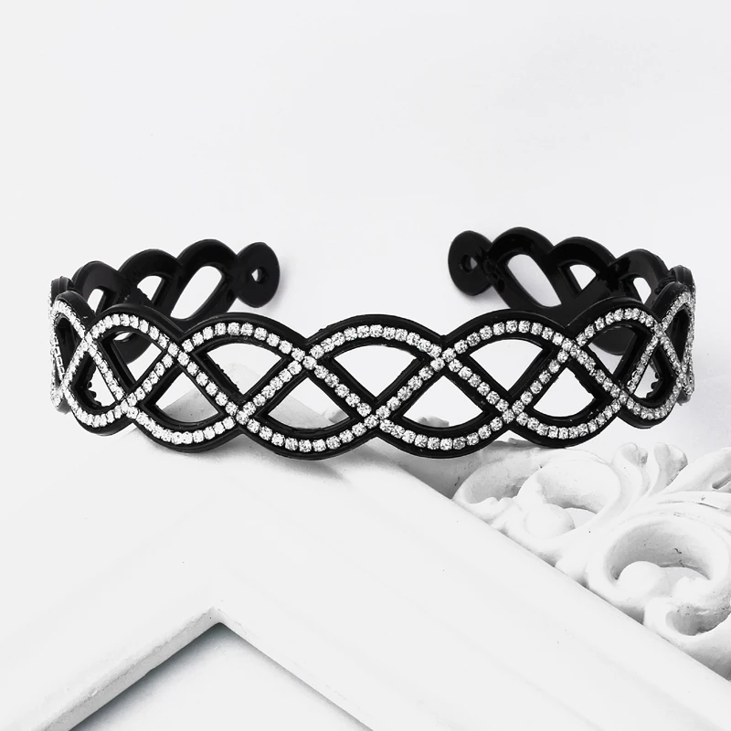 2017 высококачественные черные ленты для волос с зубцами блестящие стразы