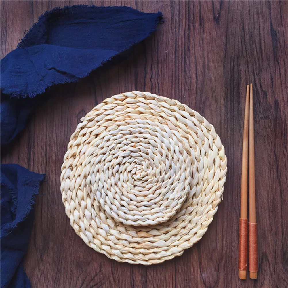 Rattan Weave Insulation Placemat Round Oval Placemat Dining Table Heat Insulation Mat Kitchen Decor