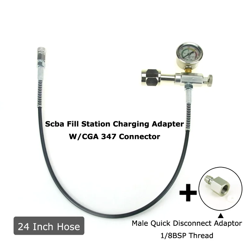 24Inch Hose QD Пейнтбол воздушный пистолет страйкбол PCP пневматическая винтовка Scba заполняющая станция зарядная станция адаптер с CGA 347 коннектором 24/36 дюйма Шланг для микробура - Цвет: 24Inch Hose QD