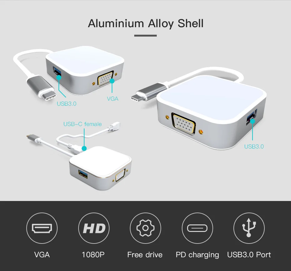 C-BOX Тип usb C все в одном USB-C VGA USB3.0 PD зарядки для MacBook samsung Galaxy S8 Коврики 10